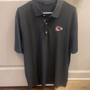 Kansas City Chiefs Cutter & Buck Men's Black and White Striped Polo